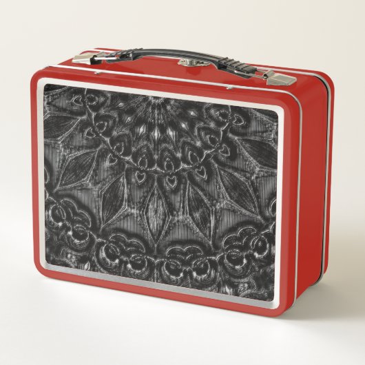 Charcoal Mandala Metal Lunch Box (Achterkant)