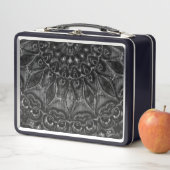 Charcoal Mandala Metal Lunch Box (In situ)