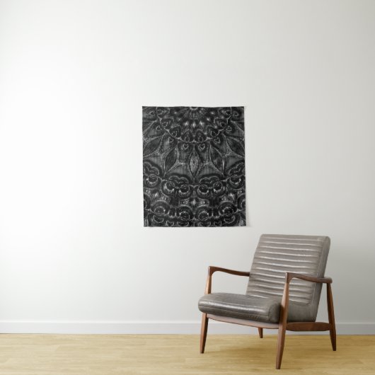 Charcoal Mandala Wandkleed (In situ)