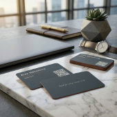 Charcoal Minimal QR Code Tech Founder Startup  Visitekaartje