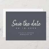 Charcoal minimalist script slaat de datum op save the date (Voorkant / Achterkant)