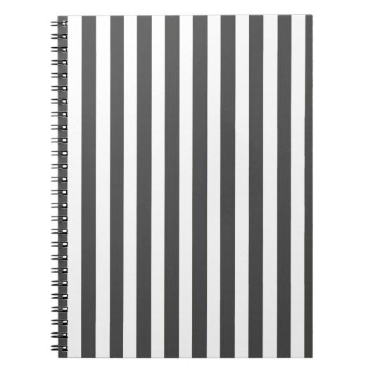 Charcoal Modern Stripes Notitieboek (Voorkant)