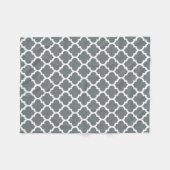 Charcoal Moroccan Quatrefoil Pattern #5 Fleece Deken (Voorkant (Horizontaal))