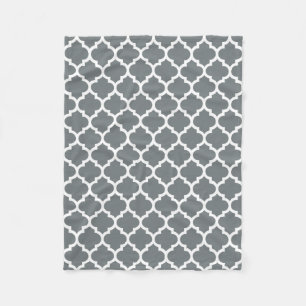 Charcoal Moroccan Quatrefoil Pattern #5 Fleece Deken