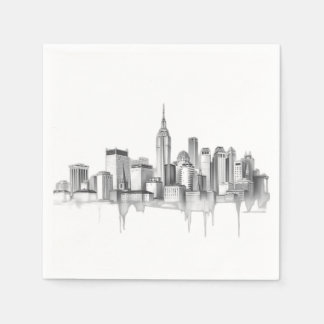 Charcoal Pencil Urban Skyline Sketch Servet