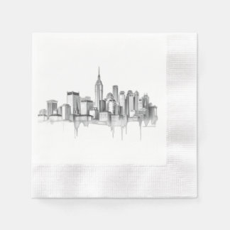 Charcoal Pencil Urban Skyline Sketch Servet