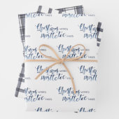 Charcoal Plaid & Christmas Wishes Script Inpakpapier Vel (In situ)