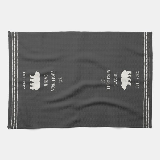 Charcoal Rustic Beer Personalized Kitchen Towel Theedoek (Horizontaal)