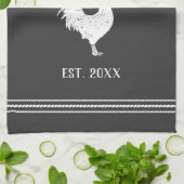 Charcoal Rustic Chicken Personalised Boerderij Nam Theedoek (Gevouwen)