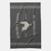 Charcoal Rustic Chicken Personalised Boerderij Nam Theedoek (Verticaal)