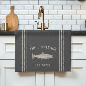 Charcoal Rustic Fish Personalized Theedoek