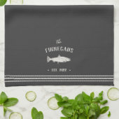 Charcoal Rustic Fish Personalized Theedoek (Gevouwen)