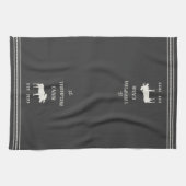Charcoal Rustic Moose Personalized Kitchen Towel Theedoek (Horizontaal)