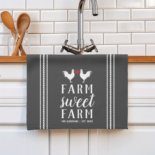 Charcoal Rustic Personalized Boerderij Sweet Boerd Theedoek