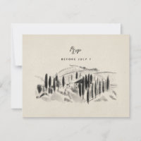 Charcoal Sketched Italy Winery Wedding