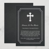 Charcoal Stone White Cross Memorial kondiging Kaart (Voorkant / Achterkant)