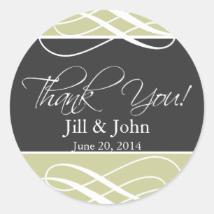 Charcoal Taupe Thank You Favor Labels Wedding