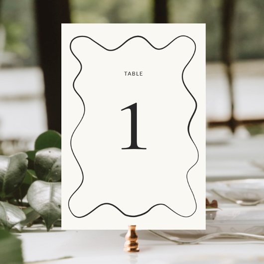 Charcoal Wavy Border Wedding Kaart