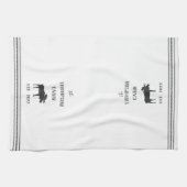 Charcoal & White Rustic Moose Personalized Theedoek (Horizontaal)