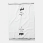 Charcoal & White Rustic Moose Personalized Theedoek (Verticaal)