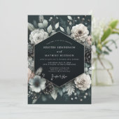 Charcoal Wintry Pine Wedding Kaart (Staand voorkant)