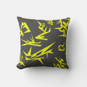 Charcoal Yellow Abstract Art Cushion Pillow Kussen