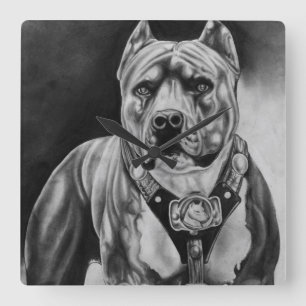CHARCOIL PITBULL WALL CLOCK VIERKANTE KLOK