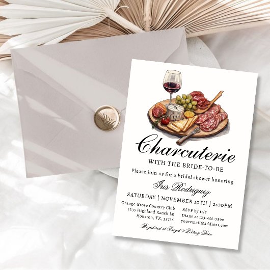Charcuterie Bridal Douche Invitation Vin & Fromage