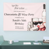 Charcuterie en rode wijn 50e verjaardag Blush Spandoek (Beurs)