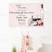 Charcuterie en rode wijn 50e verjaardag Blush Spandoek (Insitu)