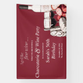 Charcuterie en rode wijn 50ste verjaardag spandoek (Verticaal)