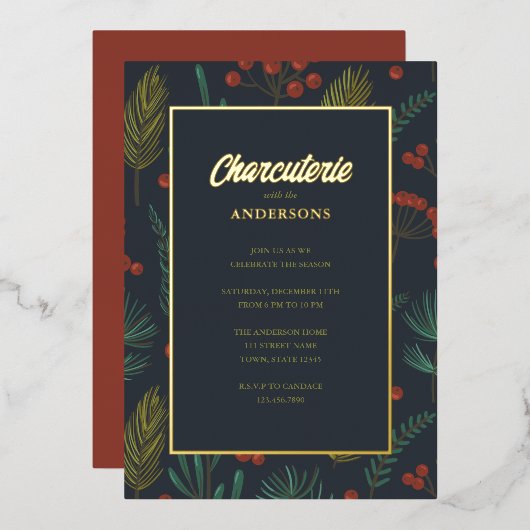 Charcuterie Noël Foil Invitation (Recto/Verso)