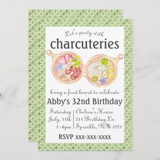 Charcuterie Office des aliments Invitation d'anniv (Devant / Derrière)