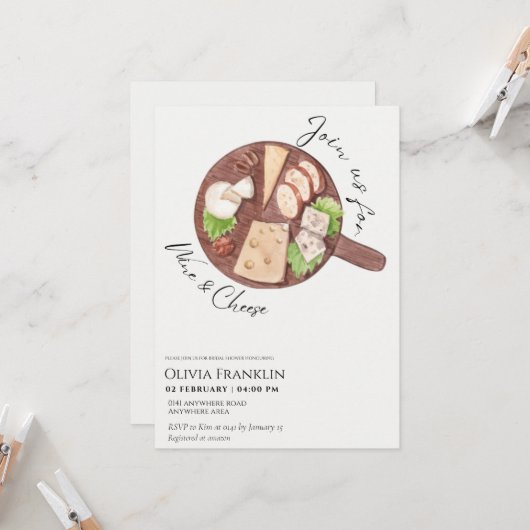 Charcuterie-vrijgezellenfeest Kaart (Voorkant / Achterkant in situ)