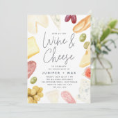 Charcuterie Wine & Cheese Engagement Party Kaart (Staand voorkant)