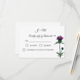 Chardon Floral écossais Watercolor Wedding RSVP