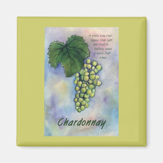 Chardonnay Raisins de vin & Description Magnet (Devant)