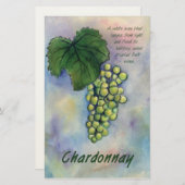 Chardonnay Vins Raisins & Description Papeterie (Devant / Derrière)