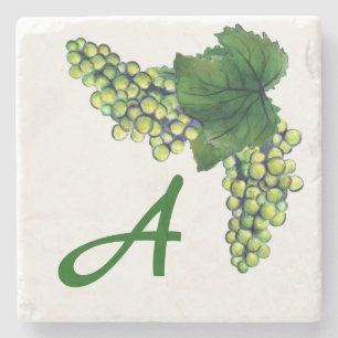 Chardonnay White Wine Grapes Custom Monogram Stenen Onderzetter