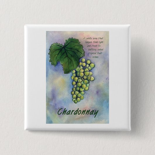 Chardonnay Wine Grapes & Description Button (Voorkant)