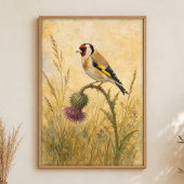 Chardonneret sur une affiche aquarelle chardon