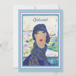 Charge Art Deco Woman Party Kaart