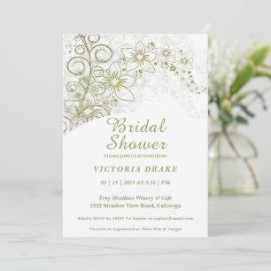 Charge Green Botanical Bridal Shower Invitation Kaart