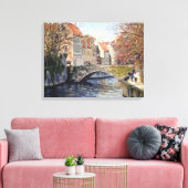 Charge Old Bridge over Kanaal in Schilderachtig Br Canvas Afdruk (Insitu (Woonkamer))