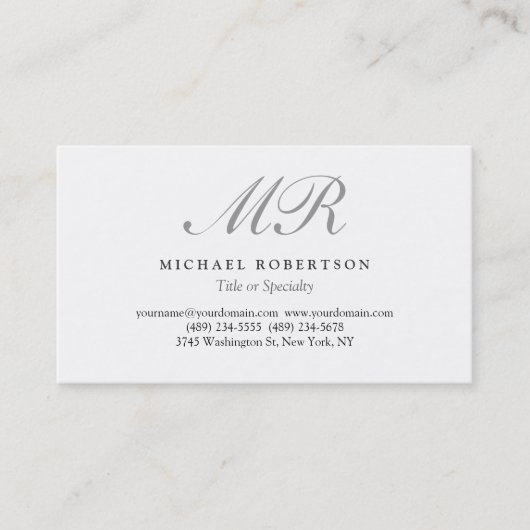 Charge Script Monogram White Black Visitekaartje (Voorkant)