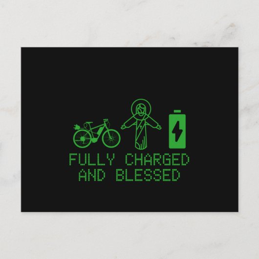 Charged And Blessed EBike Electric Bicycle Biking  Briefkaart (Voorkant)