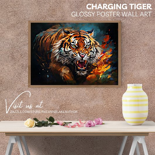 Charger Tiger Glossy Poster Art Mur