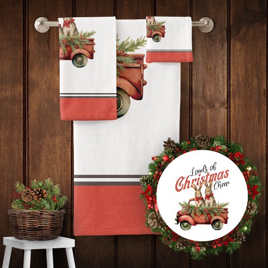 Charges de lapins de Noël en Camion Rouge