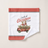 Charges de lapins de Noël en Camion Rouge (Gant de toilette)