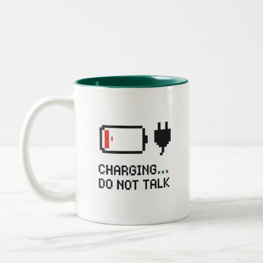 Charging… Do Not Talk – Battery Mug for Mornings (Gauche)